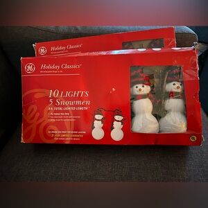 VTG New GE Holiday Classics snowman indoor string lights 2 boxes Winter Party